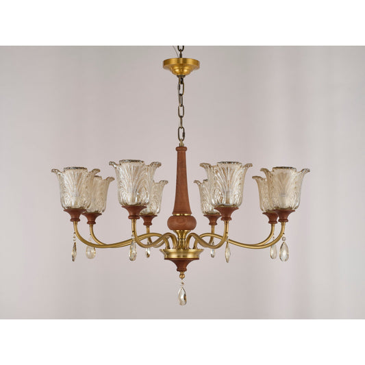 Real product photograph of the Aurelia eight-light chandelier