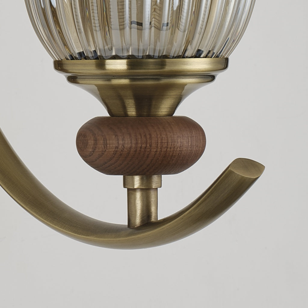 Tullienne Ribbed Tulip Glass and Wood Wall Sconce