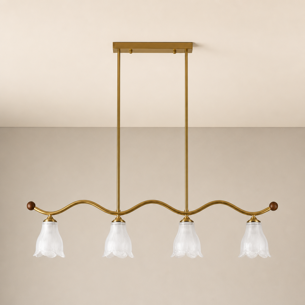 
Bellarune Wave-Bar Ribbed Glass Linear Chandelier
