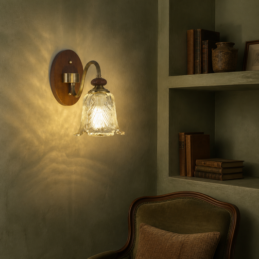 
Sylvaris Sculpted Leaf Glass and Wood Wall Sconce