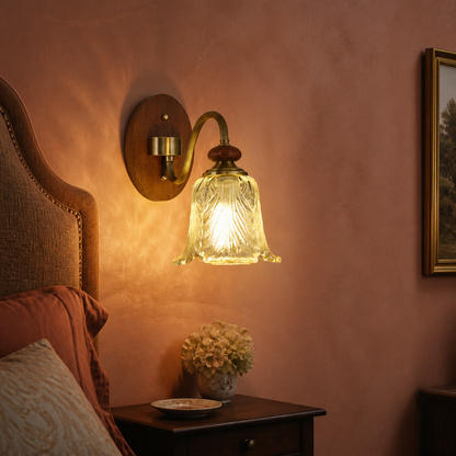 Sylvaris Sculpted Leaf Glass and Wood Wall Sconce