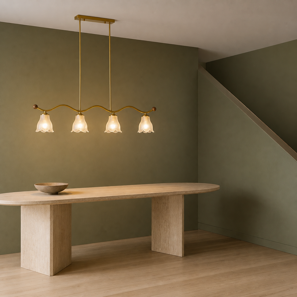 
Bellarune Wave-Bar Ribbed Glass Linear Chandelier