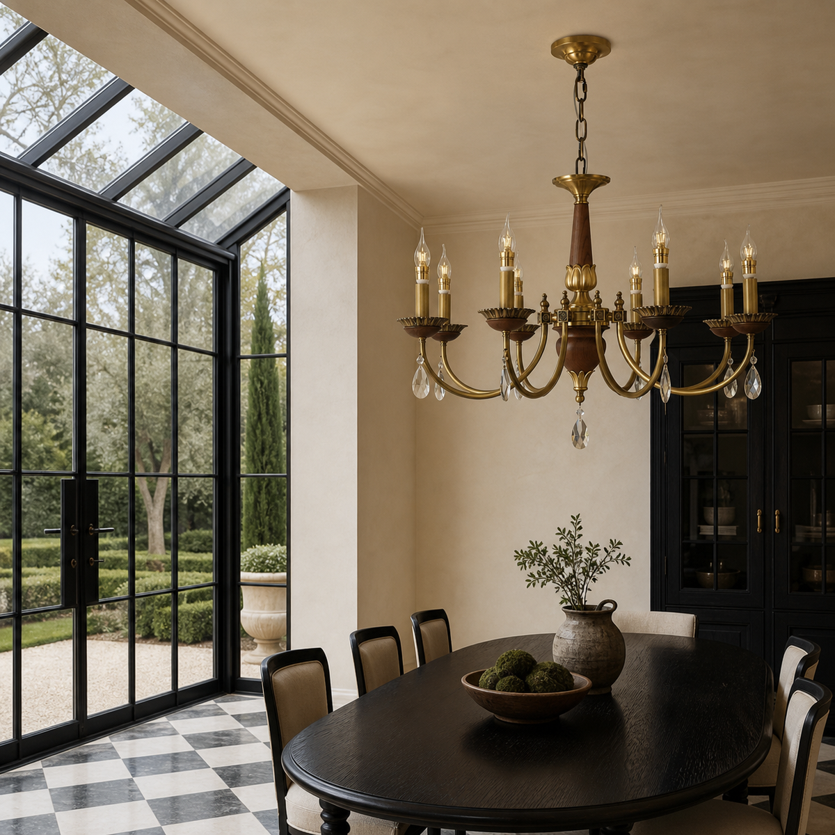 
Candelis Candle-Style Wood and Crystal Chandelier