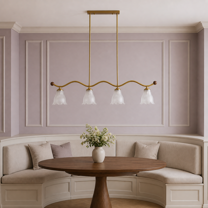 Bellarune Wave-Bar Ribbed Glass Linear Chandelier