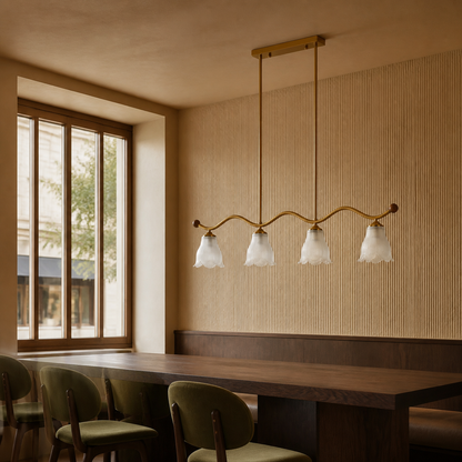 Bellarune Wave-Bar Ribbed Glass Linear Chandelier