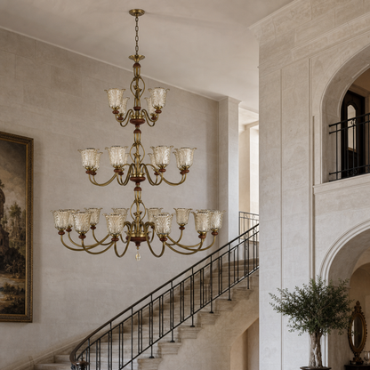 Sylvaris Sculpted Leaf Glass and Wood Chandelier