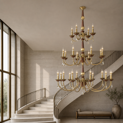 Candelis Candle-Style Wood and Crystal Chandelier