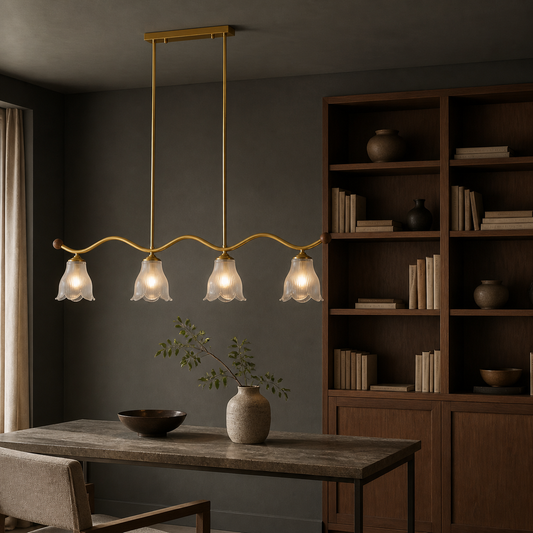
Bellarune Wave-Bar Ribbed Glass Linear Chandelier