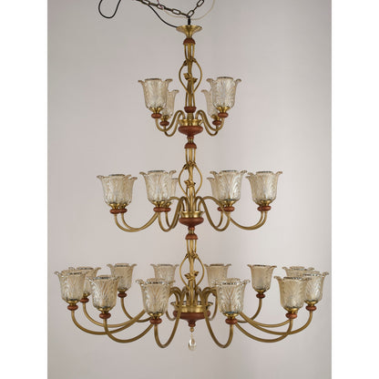 Real product photograph of the twenty-four-light three-tier chandelier
