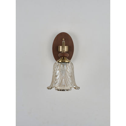 Sylvaris Sculpted Leaf Glass and Wood Wall Sconce
