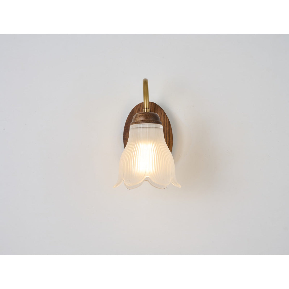 
Bellarune Ribbed Bell Glass and Walnut Wall Sconce