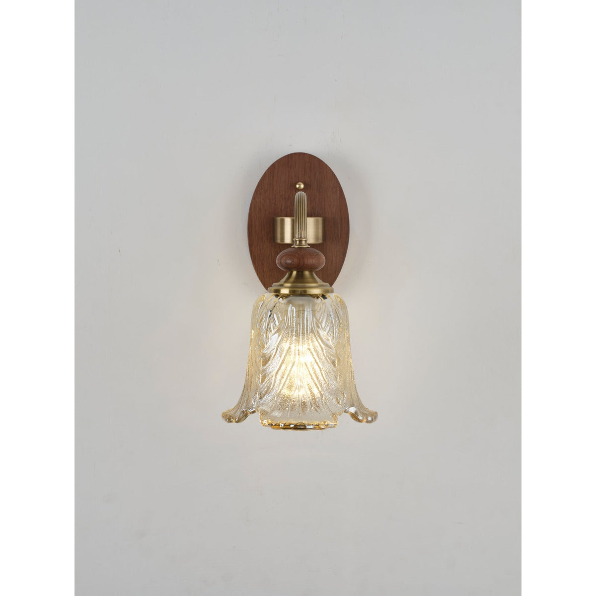 
Sylvaris Sculpted Leaf Glass and Wood Wall Sconce