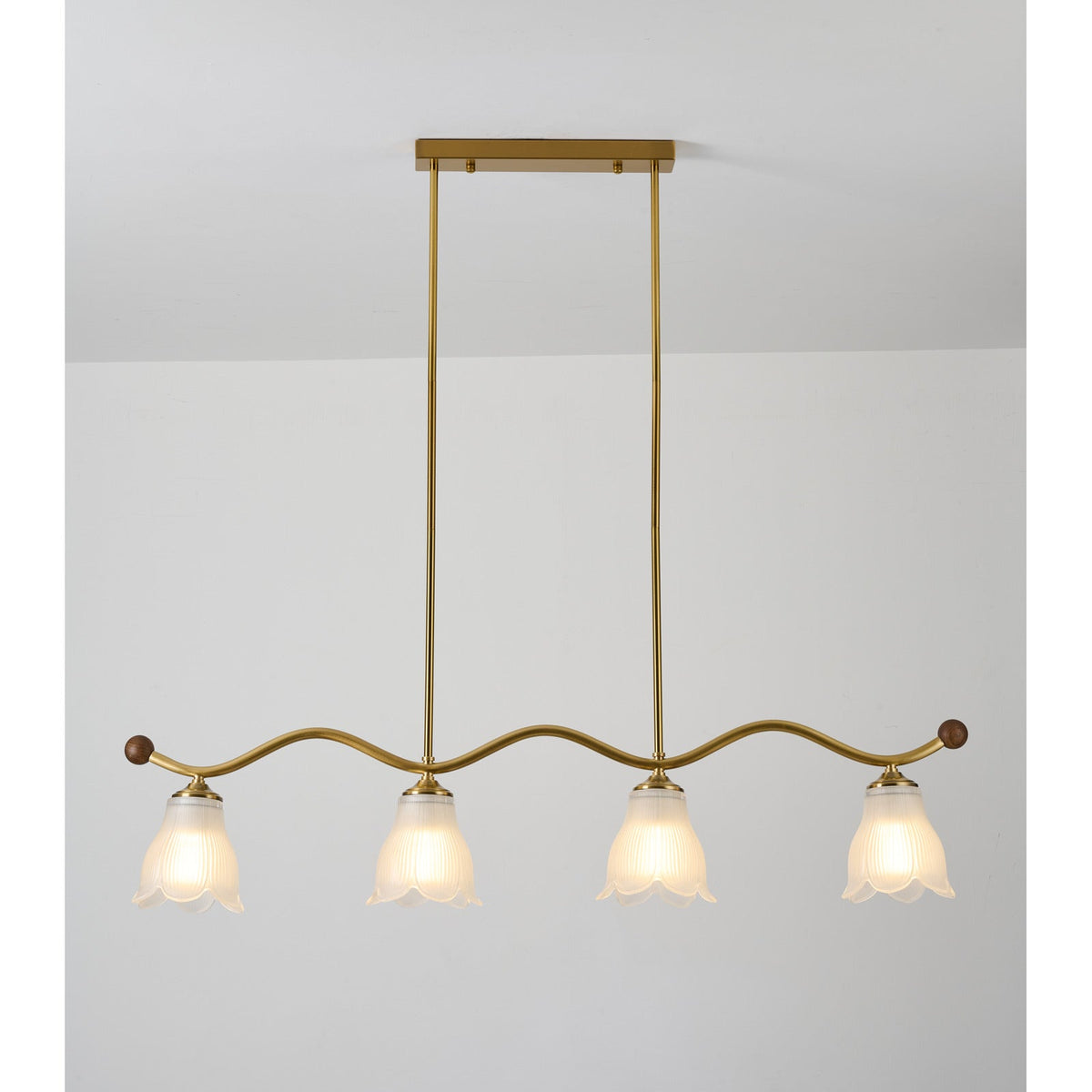 
Bellarune Wave-Bar Ribbed Glass Linear Chandelier