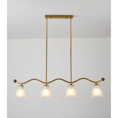 Bellarune Wave-Bar Ribbed Glass Linear Chandelier