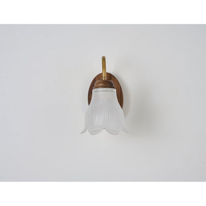 Bellarune Ribbed Bell Glass and Walnut Wall Sconce