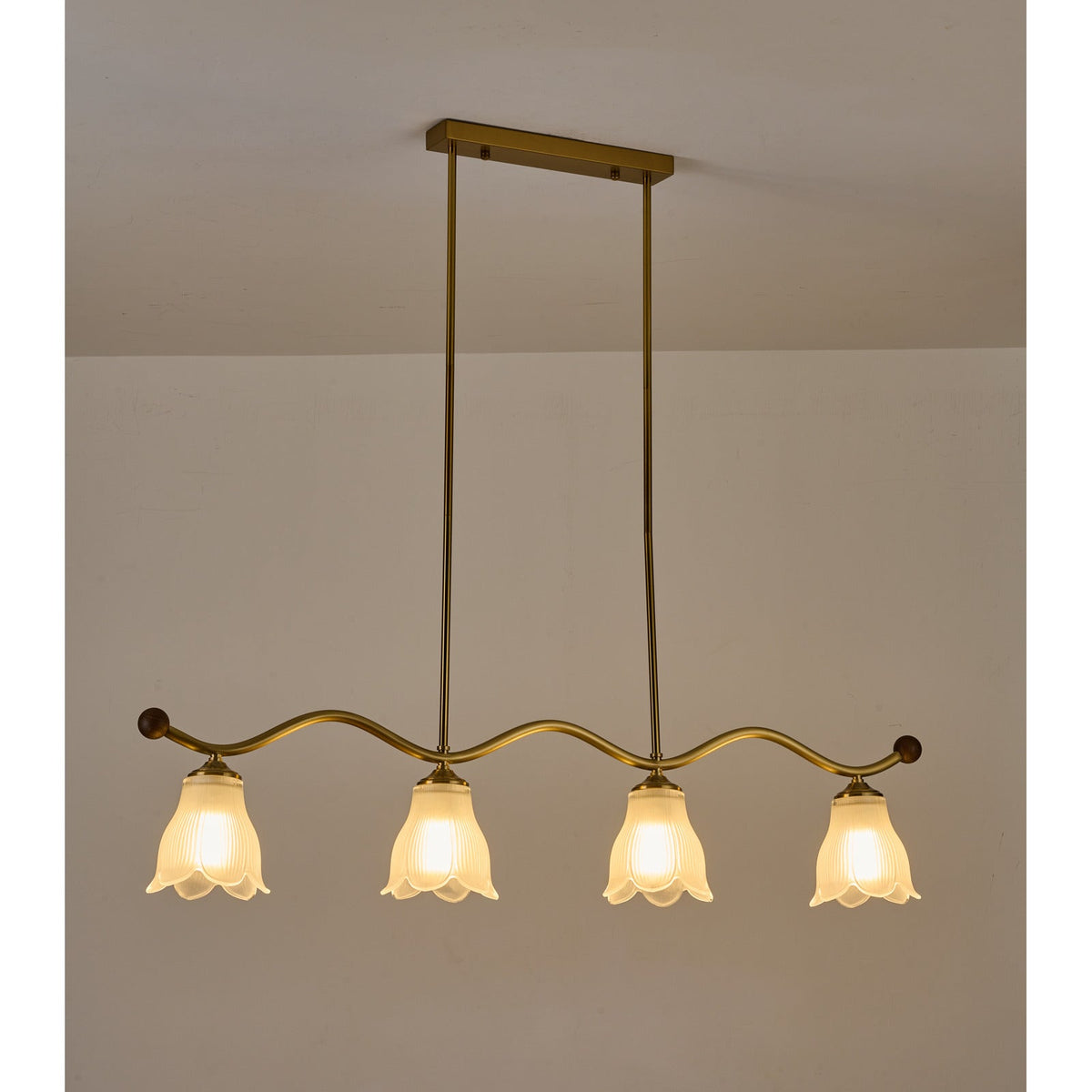 
Bellarune Wave-Bar Ribbed Glass Linear Chandelier