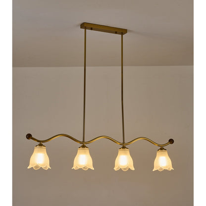 Bellarune Wave-Bar Ribbed Glass Linear Chandelier