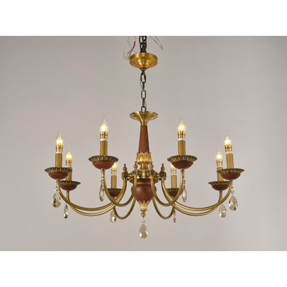 Real product photograph of the eight-light single-tier chandelier