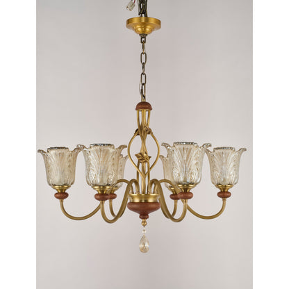 Real product photograph of the six-light single-tier chandelier