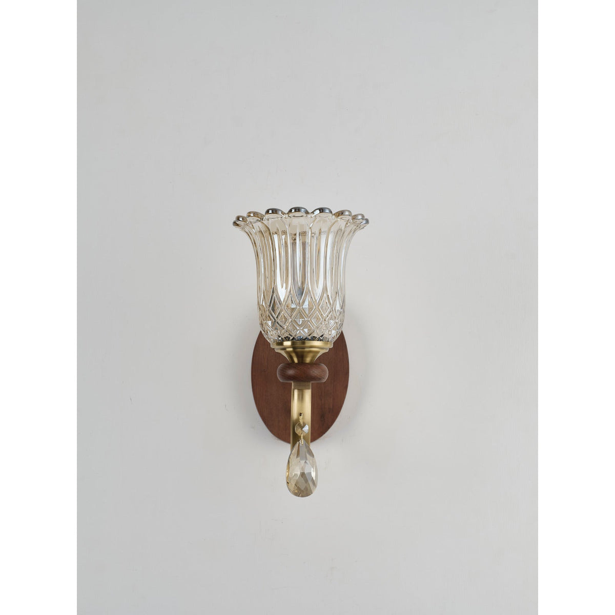 
Tulverna Ribbed Tulip Glass and Wood Wall Sconce