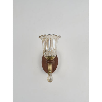Tulverna Ribbed Tulip Glass and Wood Wall Sconce