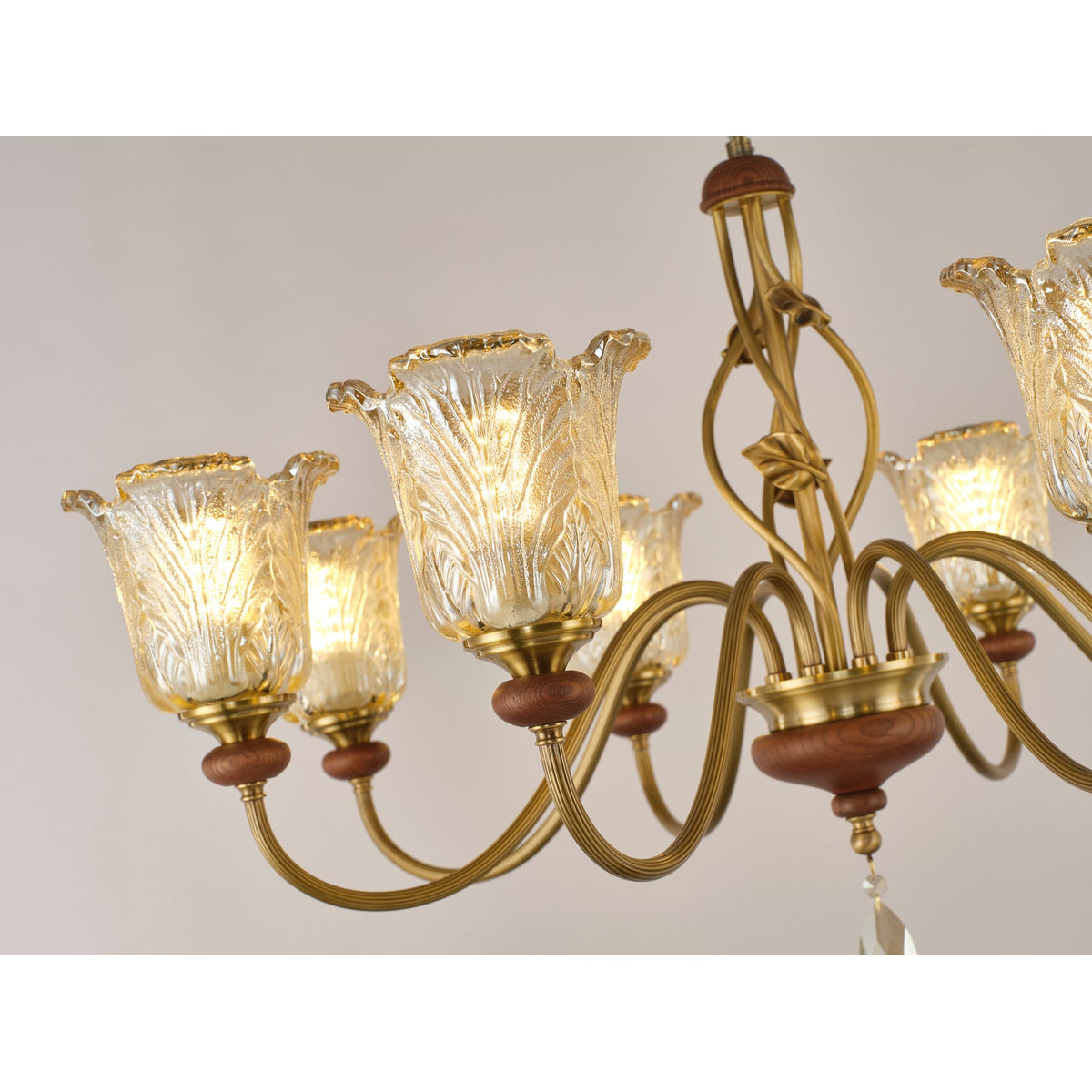 
Sylvaris Sculpted Leaf Glass and Wood Chandelier