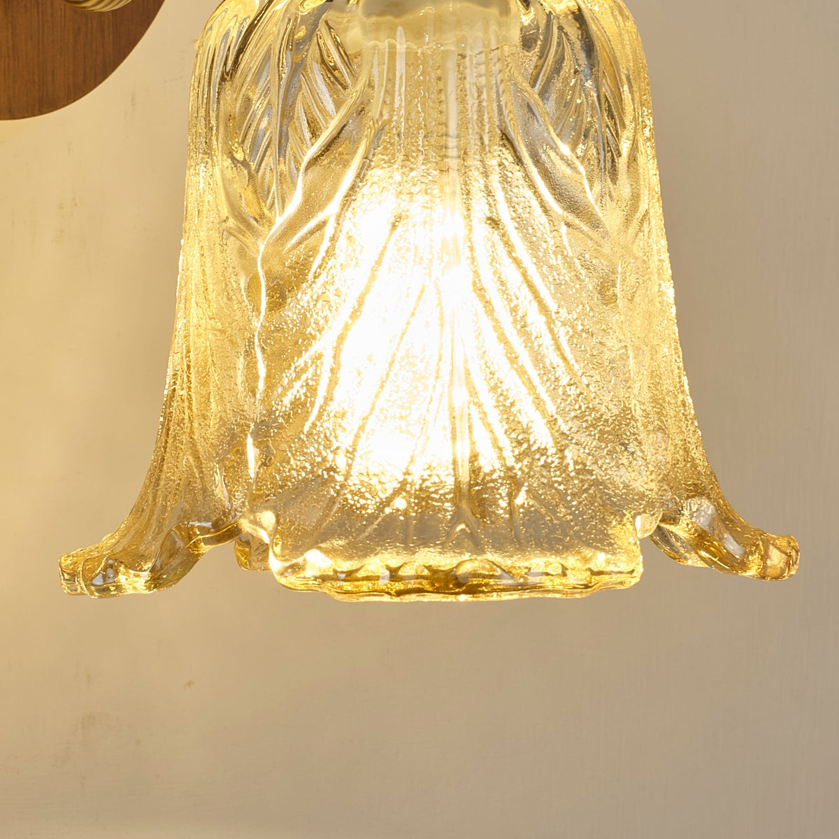 
Sylvaris Sculpted Leaf Glass and Wood Wall Sconce