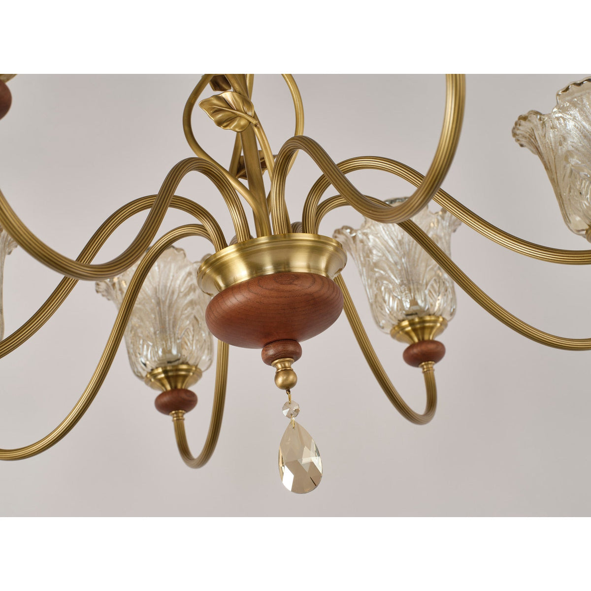 
Sylvaris Sculpted Leaf Glass and Wood Chandelier