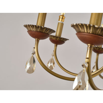 Candelis Candle-Style Wood and Crystal Chandelier
