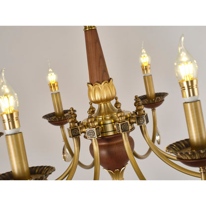 Candelis Candle-Style Wood and Crystal Chandelier