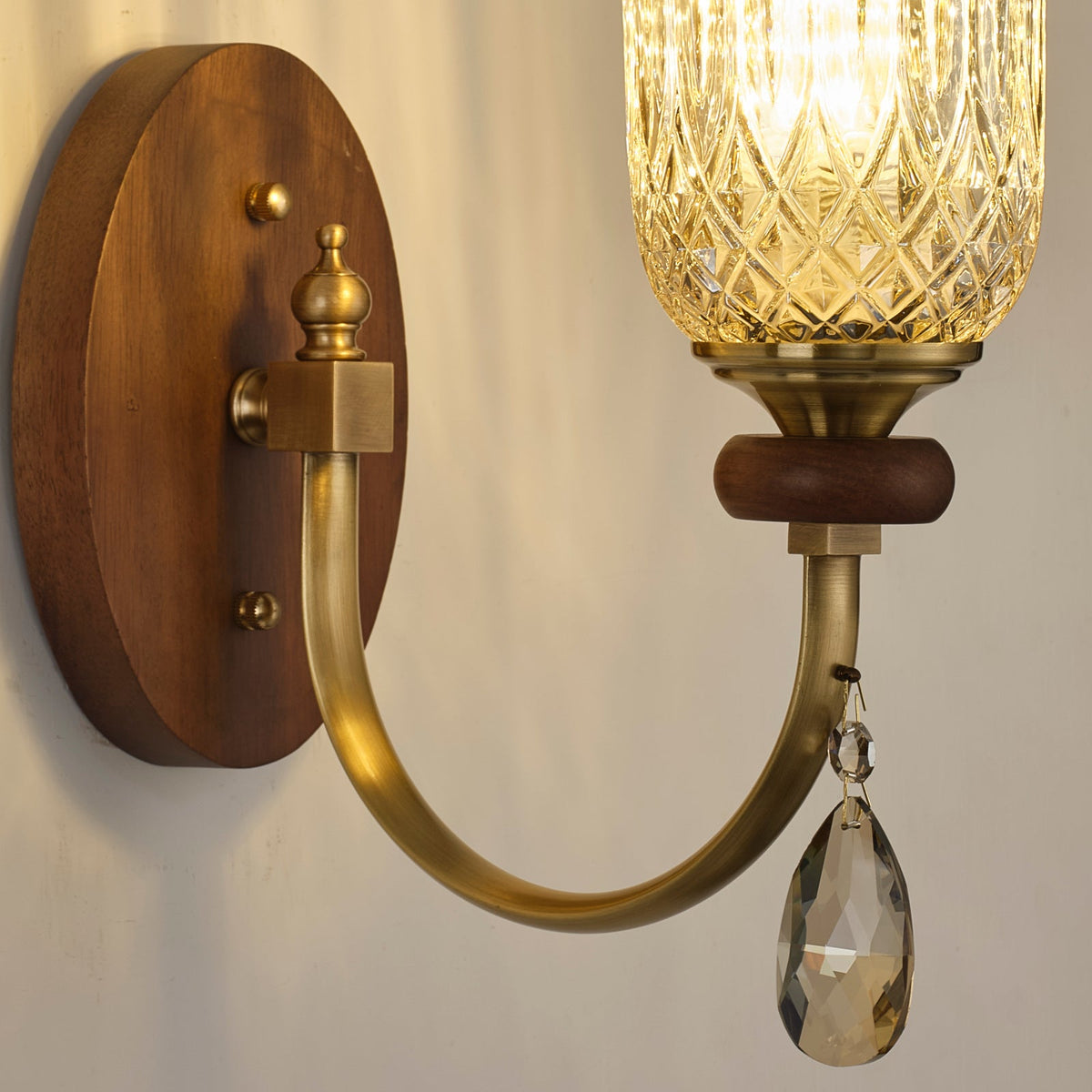 
Tulverna Ribbed Tulip Glass and Wood Wall Sconce