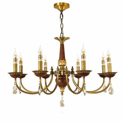 Candelis Candle-Style Wood and Crystal Chandelier