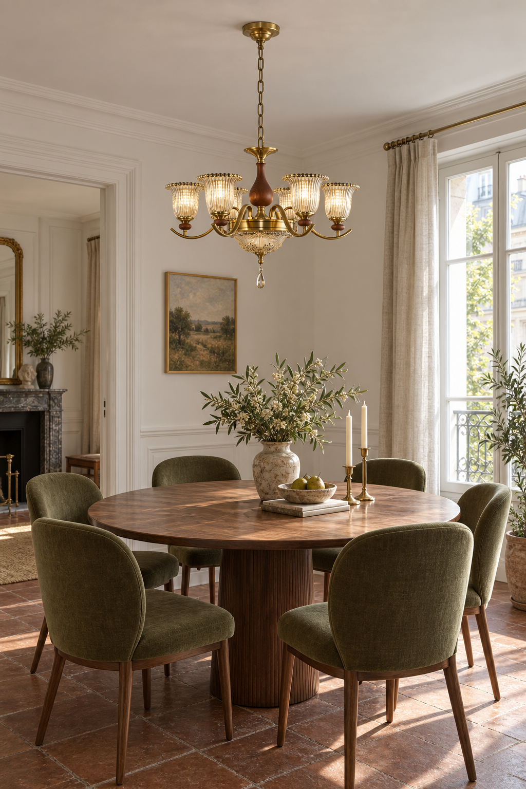Tullienne six-light chandelier in a daylight dining room