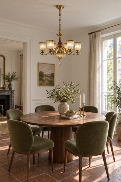 Tullienne six-light chandelier in a daylight dining room