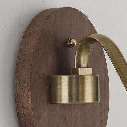 Tullienne Ribbed Tulip Glass and Wood Wall Sconce