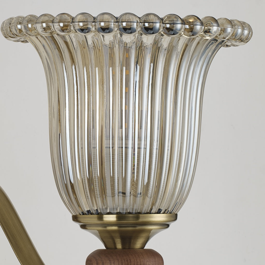 
Tullienne Ribbed Tulip Glass and Wood Wall Sconce